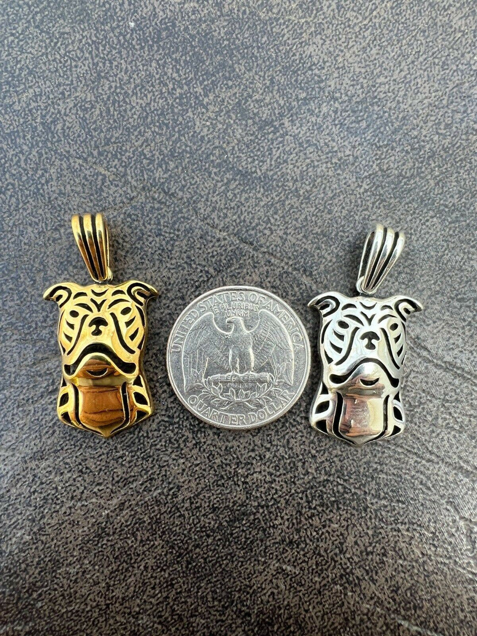 HarlemBling Real Solid 925 Sterling Silver / Gold Bulldog Bull Terrier Dog Pendant Necklace