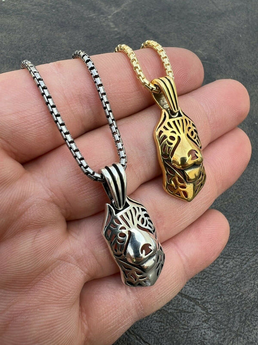 HarlemBling Real Solid 925 Sterling Silver / Gold Pit Bull Dog Cane Corso Pendant Necklace