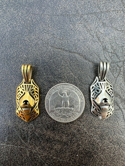 HarlemBling Real Solid 925 Sterling Silver / Gold Pit Bull Dog Cane Corso Pendant Necklace
