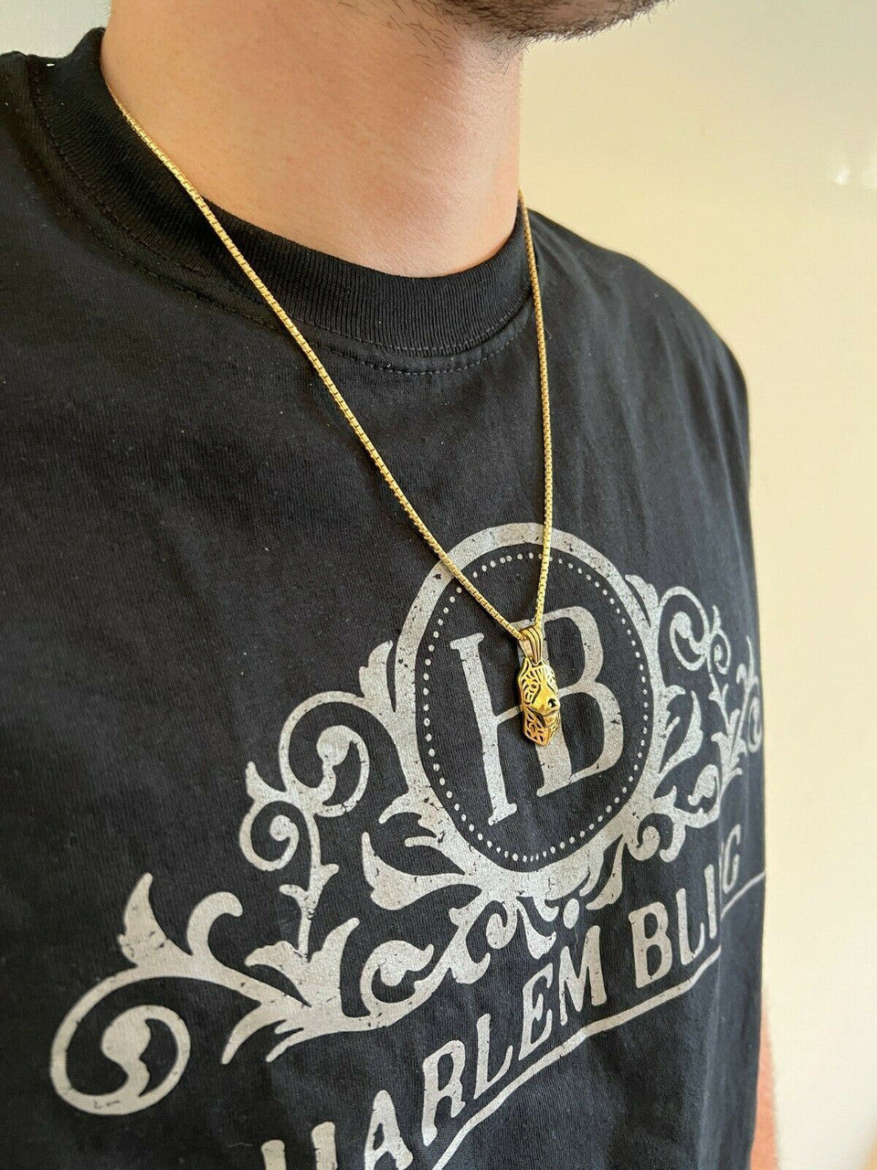 HarlemBling Real Solid 925 Sterling Silver / Gold Pit Bull Dog Cane Corso Pendant Necklace