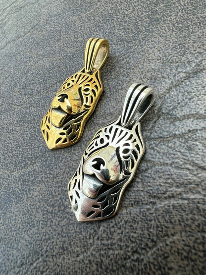 HarlemBling Real Solid 925 Sterling Silver / Gold Pit Bull Dog Cane Corso Pendant Necklace