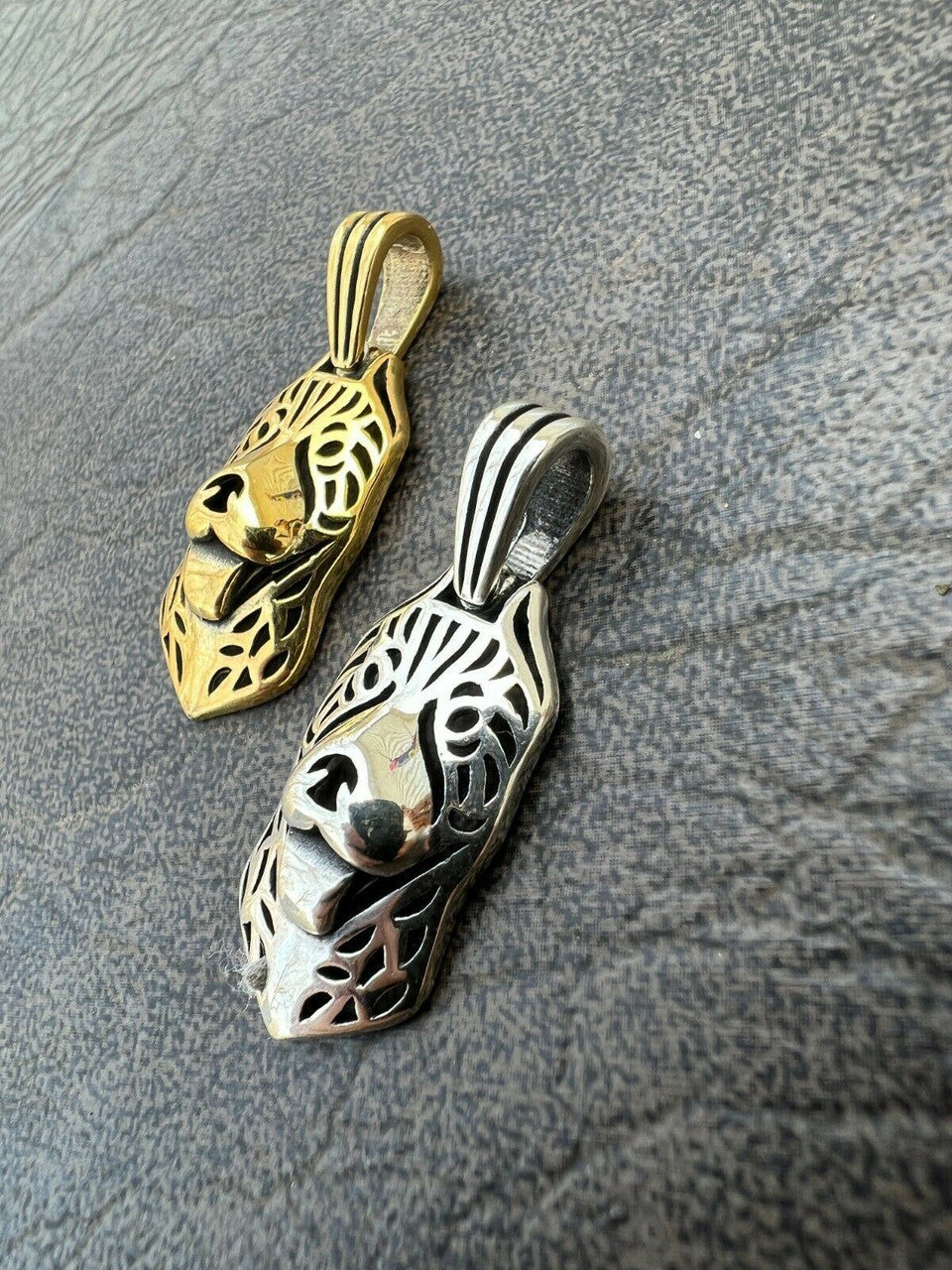 HarlemBling Real Solid 925 Sterling Silver / Gold Pit Bull Dog Cane Corso Pendant Necklace