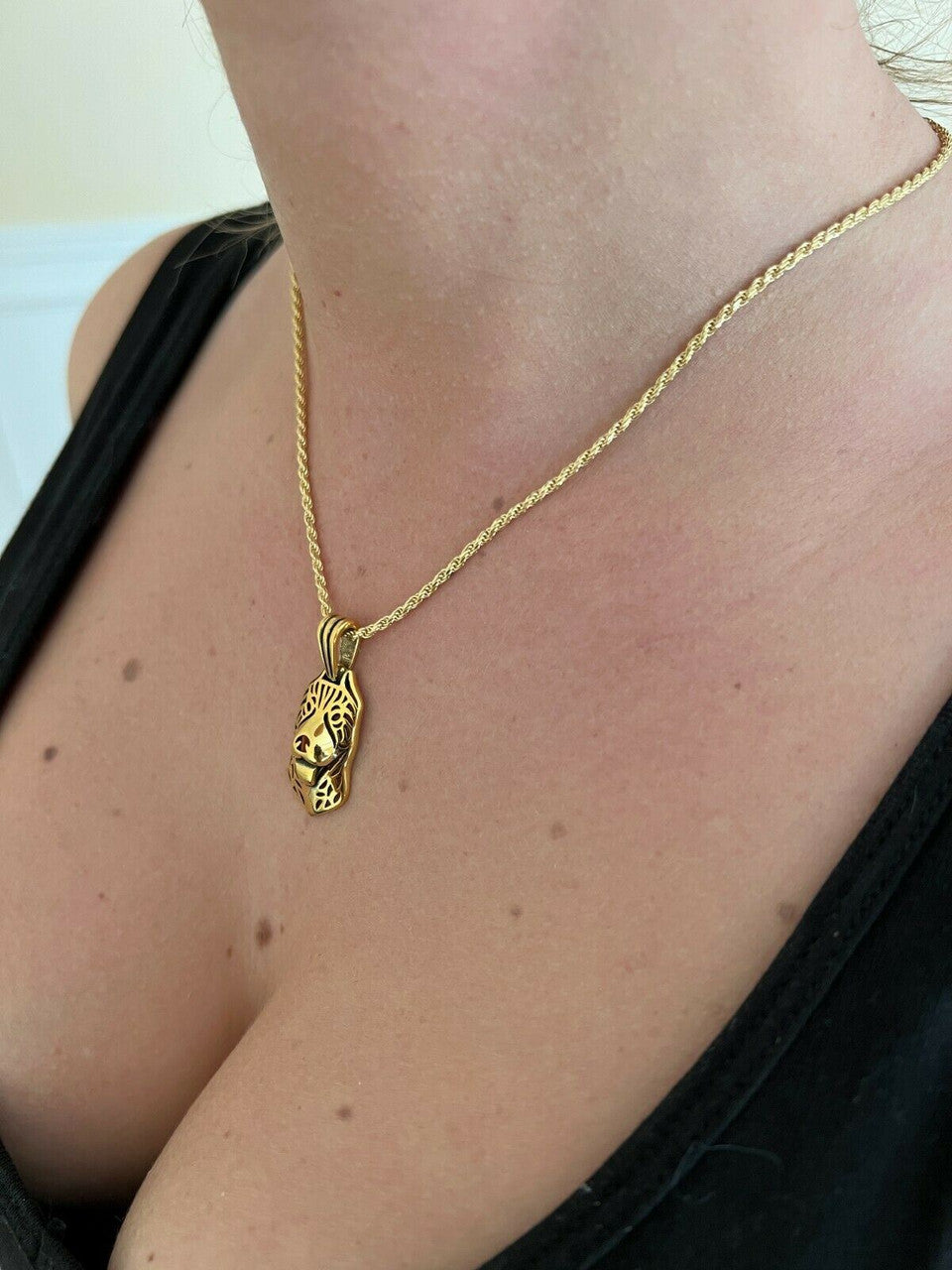 HarlemBling Real Solid 925 Sterling Silver / Gold Pit Bull Dog Cane Corso Pendant Necklace