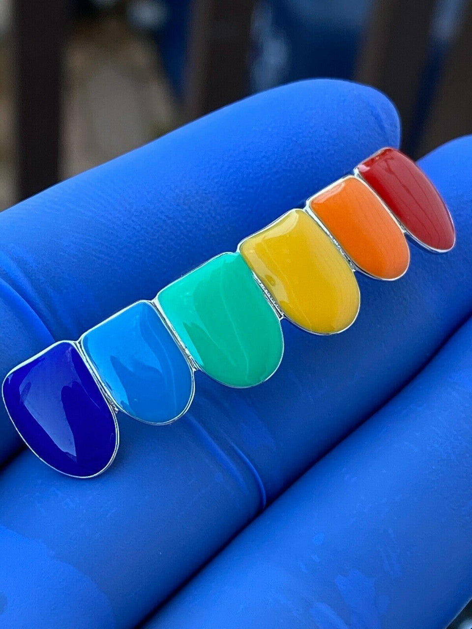 HarlemBling Real SOLID 925 Sterling Silver GRILLZ Teeth Top Bottom Tekashi69 Rainbow Color