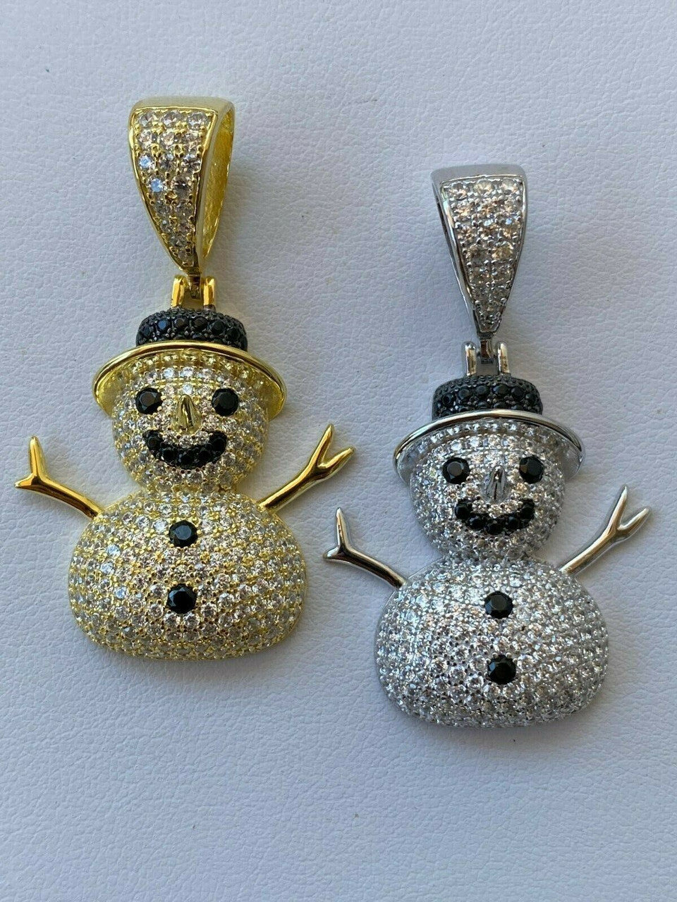 HarlemBling Real Solid 925 Sterling Silver Hip Hop Pendant Necklace Snowman Frosty Emoji ‚õÑ