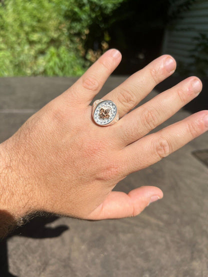 HarlemBling Real Solid 925 Sterling Silver Iced CZ Pinky Ring Hip Hop French Fleur De Lis