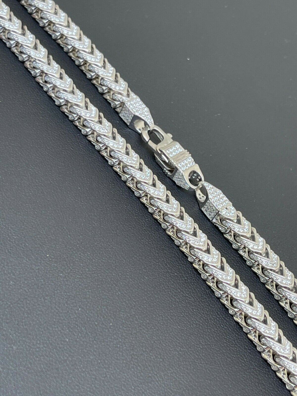 HarlemBling Real Solid 925 Sterling Silver Mens Franco Chain 6mm Thick ICED Diamond 18-30