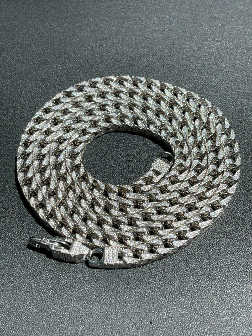 HarlemBling Real Solid 925 Sterling Silver Mens Franco Chain 6mm Thick ICED Diamond 18-30