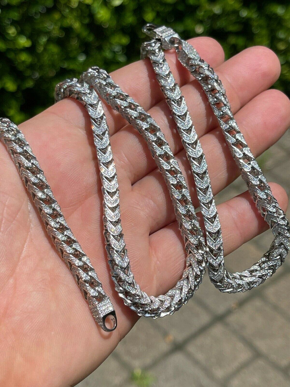 HarlemBling Real Solid 925 Sterling Silver Mens Franco Chain 6mm Thick ICED Diamond 18-30