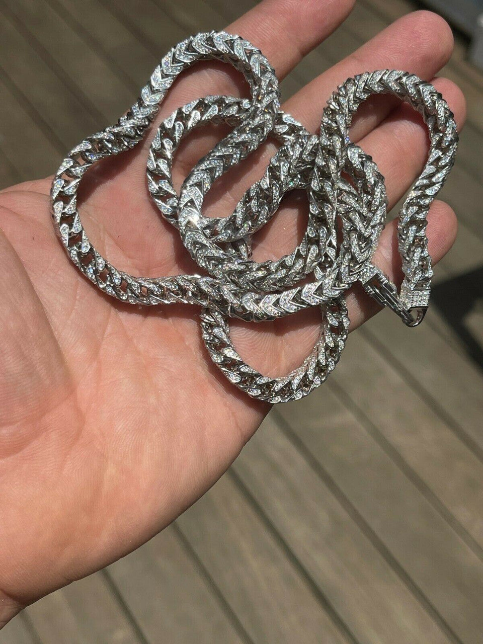 HarlemBling Real Solid 925 Sterling Silver Mens Franco Chain 6mm Thick ICED Diamond 18-30