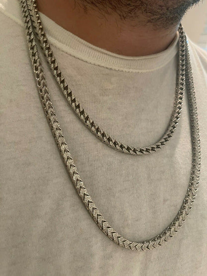HarlemBling Real Solid 925 Sterling Silver Mens Franco Chain 6mm Thick ICED Diamond 18-30
