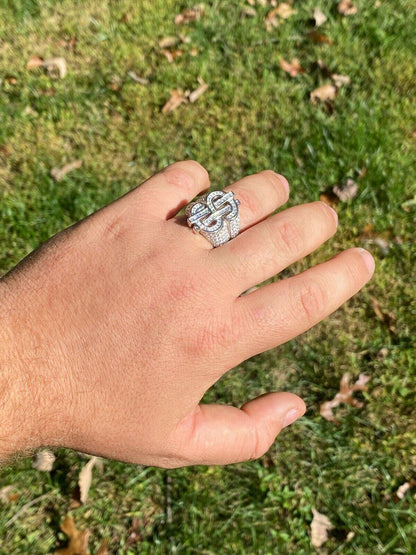 HarlemBling Real Solid 925 Sterling Silver Mens Hip Hop Dollar Sign dollar Iced Pimped Out Ring