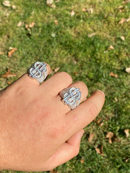 HarlemBling Real Solid 925 Sterling Silver Mens Hip Hop Dollar Sign dollar Iced Pimped Out Ring