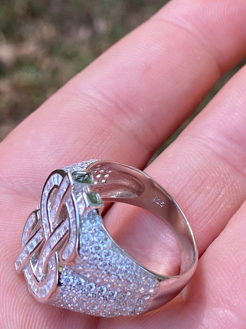 HarlemBling Real Solid 925 Sterling Silver Mens Hip Hop Dollar Sign dollar Iced Pimped Out Ring