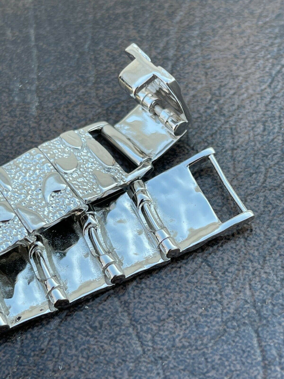 HarlemBling Real Solid 925 Sterling Silver Mens Nugget Bracelet Heavy Hip Hop 8mm 12mm 16mm