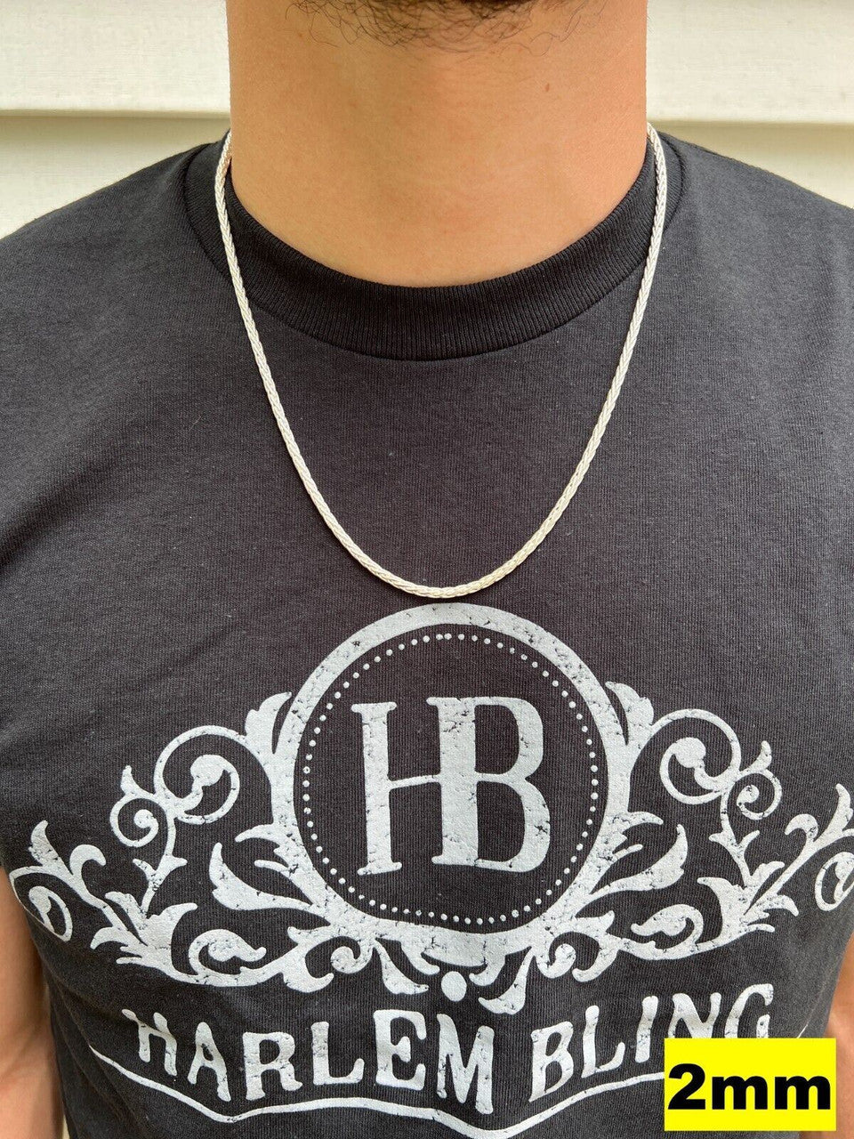 HarlemBling Real Solid 925 Sterling Silver Spiga Rope Wheat Chain Necklace 2-5mm 16-30