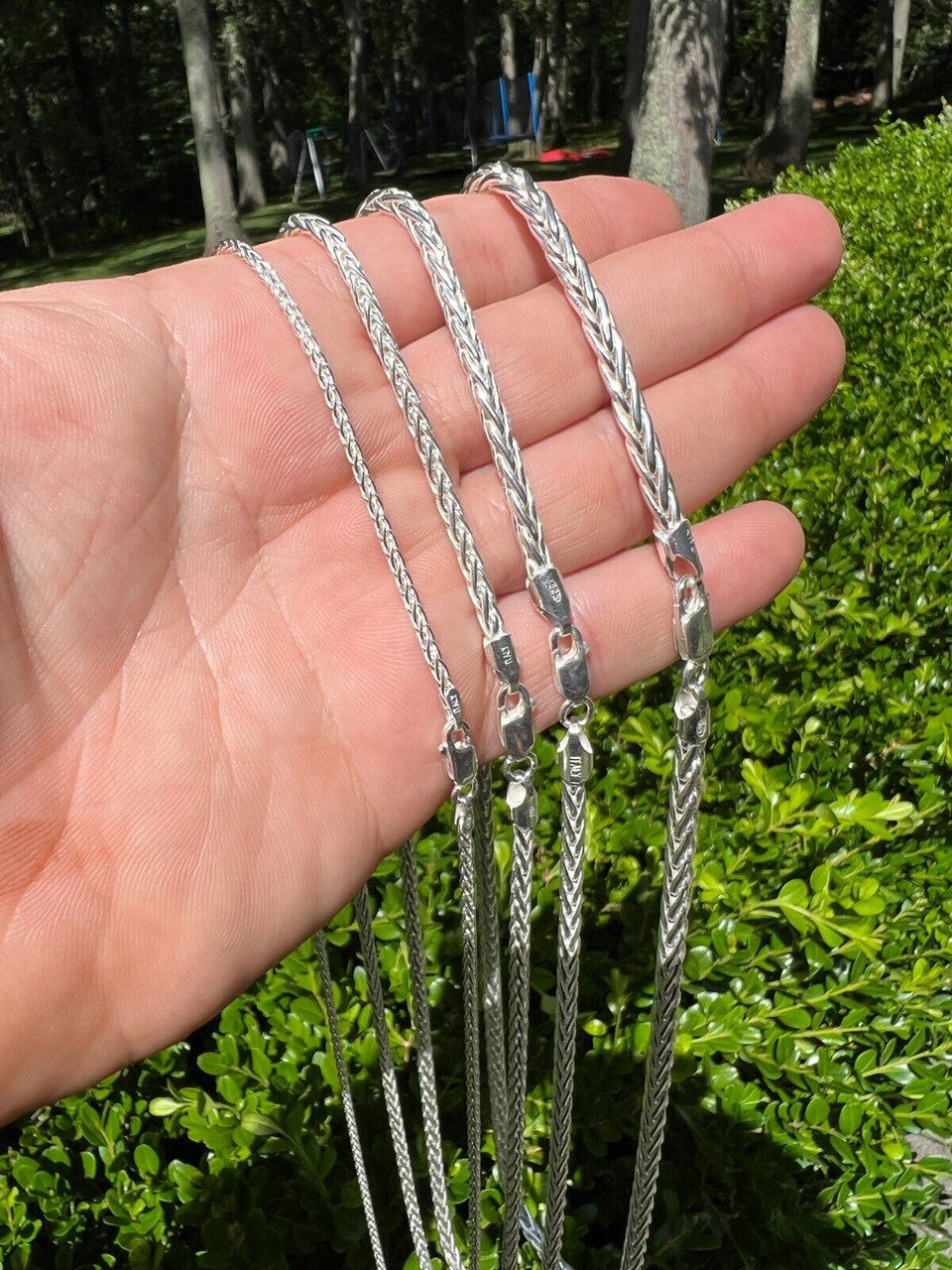 HarlemBling Real Solid 925 Sterling Silver Spiga Rope Wheat Chain Necklace 2-5mm 16-30