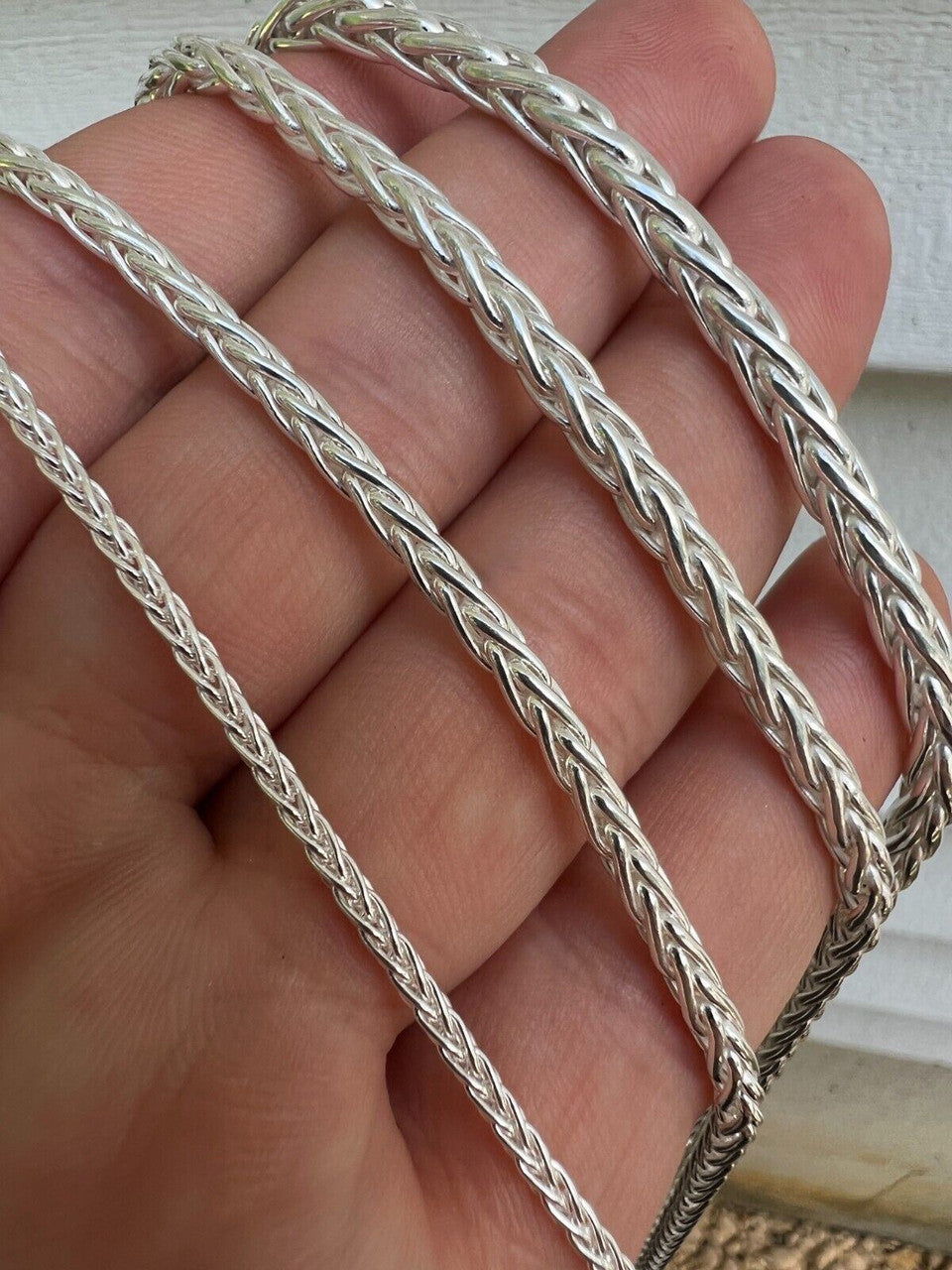 HarlemBling Real Solid 925 Sterling Silver Spiga Rope Wheat Chain Necklace 2-5mm 16-30