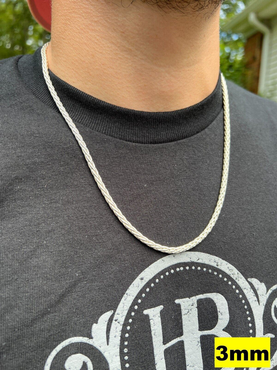 HarlemBling Real Solid 925 Sterling Silver Spiga Rope Wheat Chain Necklace 2-5mm 16-30