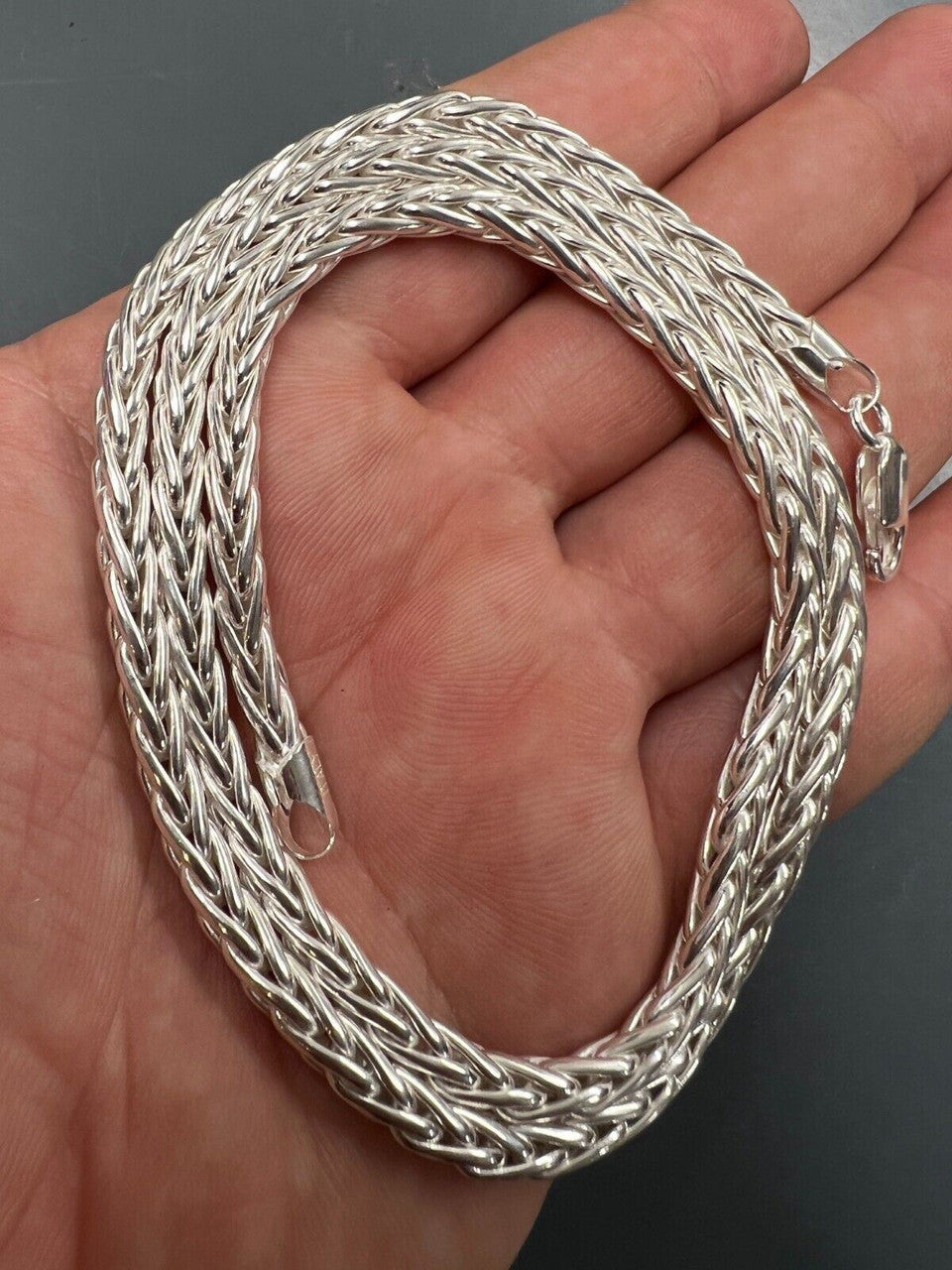 HarlemBling Real Solid 925 Sterling Silver Spiga Rope Wheat Chain Necklace 2-5mm 16-30