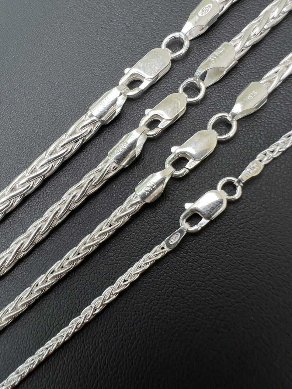 HarlemBling Real Solid 925 Sterling Silver Spiga Rope Wheat Chain Necklace 2-5mm 16-30