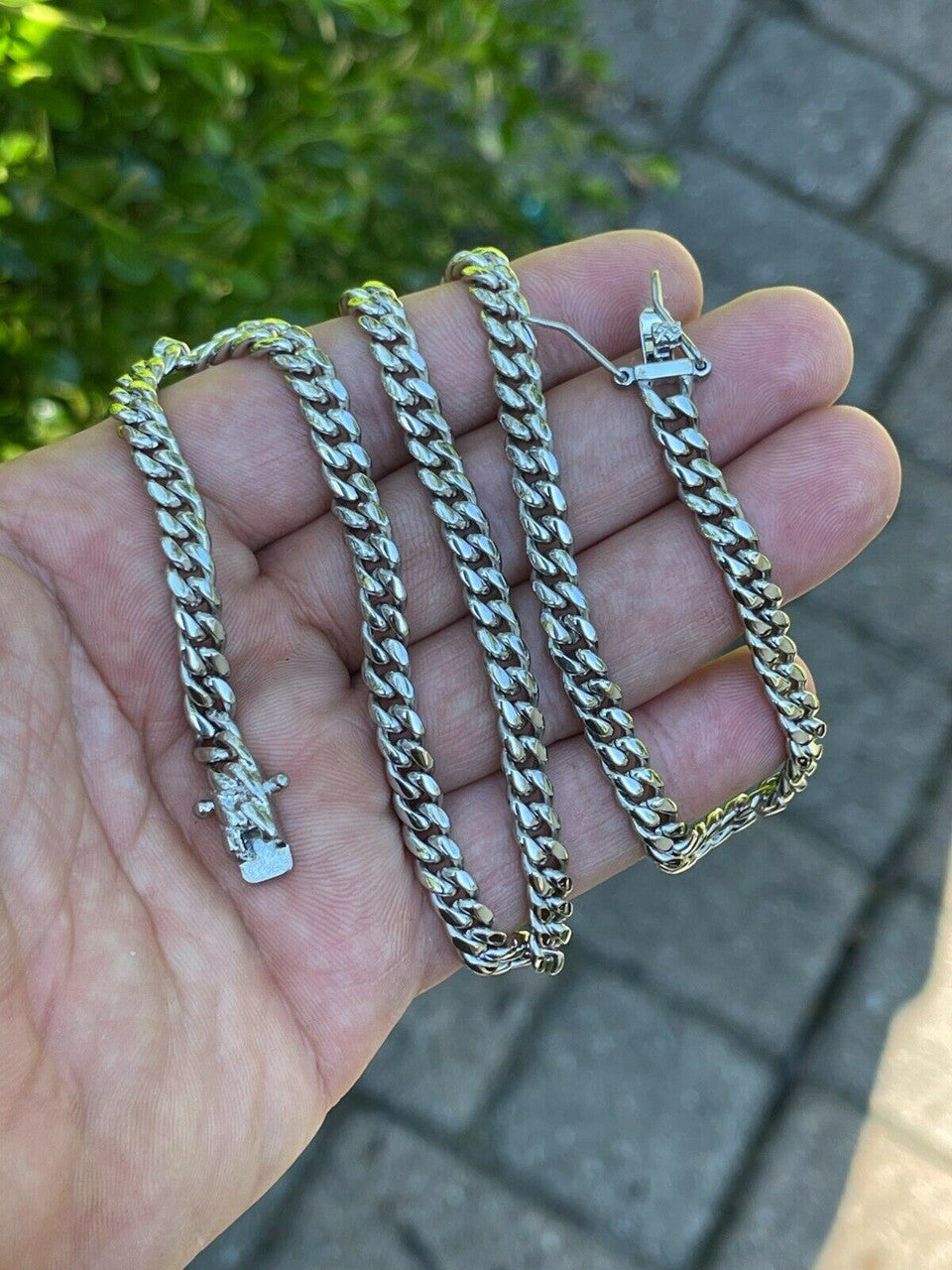 HarlemBling Real Solid Miami Cuban Link Chain Necklace Or Bracelet Box Clasp Stainless Steel