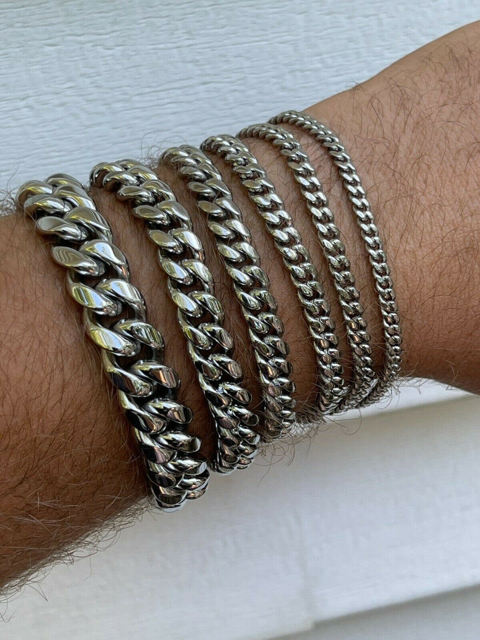 HarlemBling Real Solid Miami Cuban Link Chain Necklace Or Bracelet Box Clasp Stainless Steel