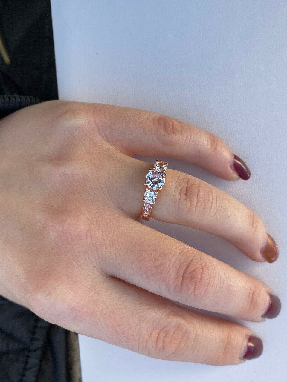 HarlemBling Real Solid Sterling Silver 1CT Diamond Engagement Promise Ring Yellow Rose Gold