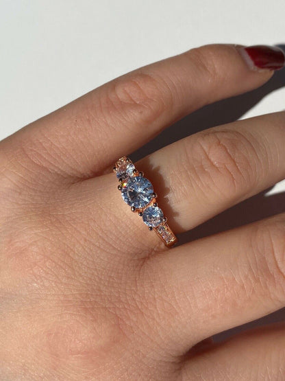 HarlemBling Real Solid Sterling Silver 1CT Diamond Engagement Promise Ring Yellow Rose Gold