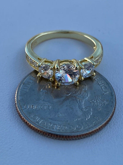 HarlemBling Real Solid Sterling Silver 1CT Diamond Engagement Promise Ring Yellow Rose Gold