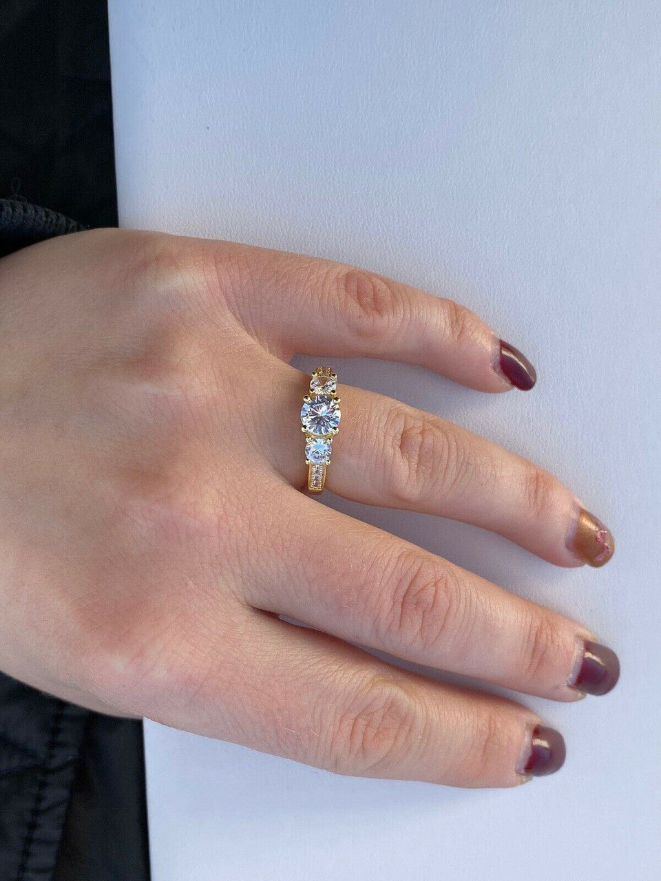 HarlemBling Real Solid Sterling Silver 1CT Diamond Engagement Promise Ring Yellow Rose Gold