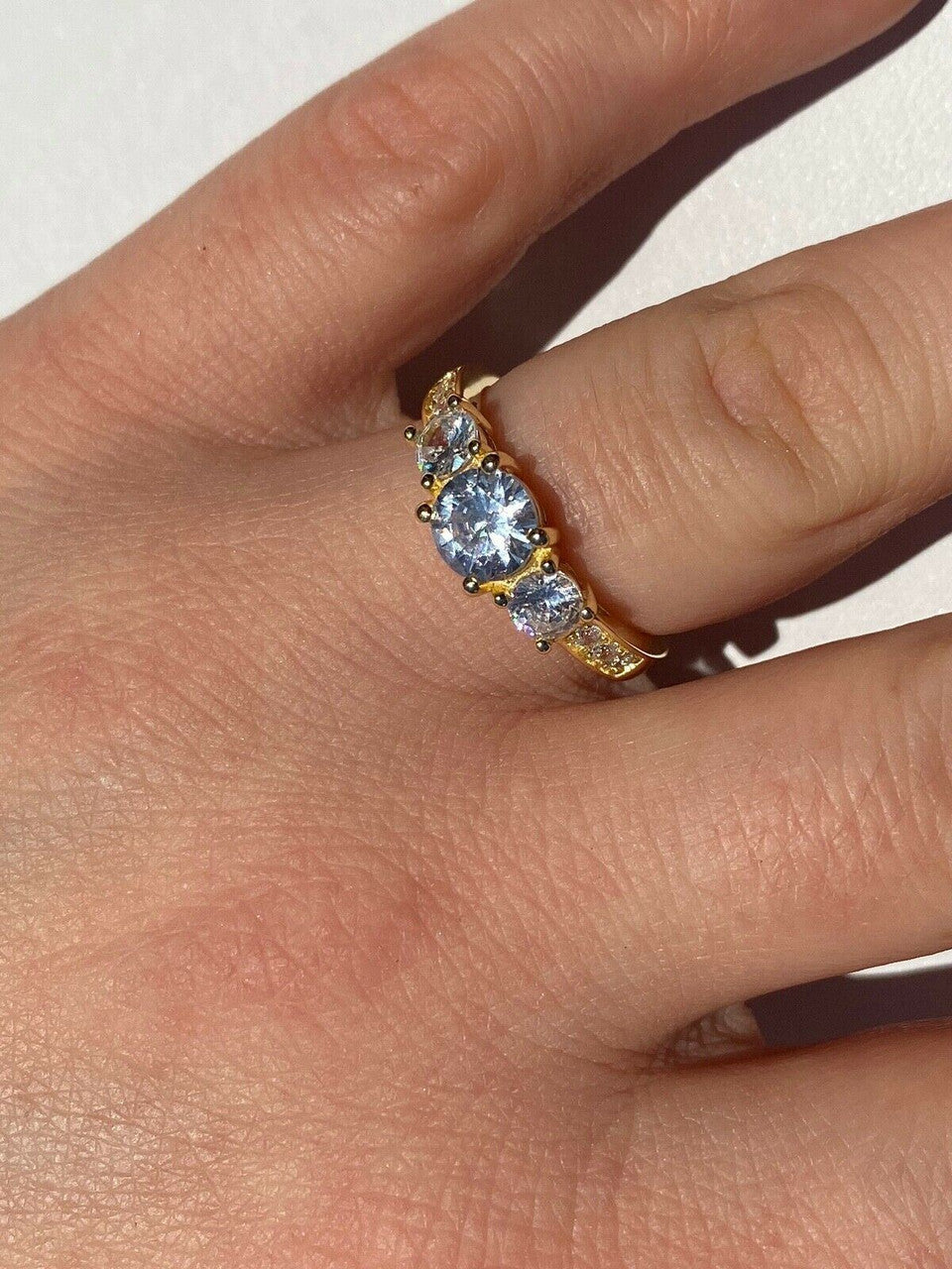 HarlemBling Real Solid Sterling Silver 1CT Diamond Engagement Promise Ring Yellow Rose Gold