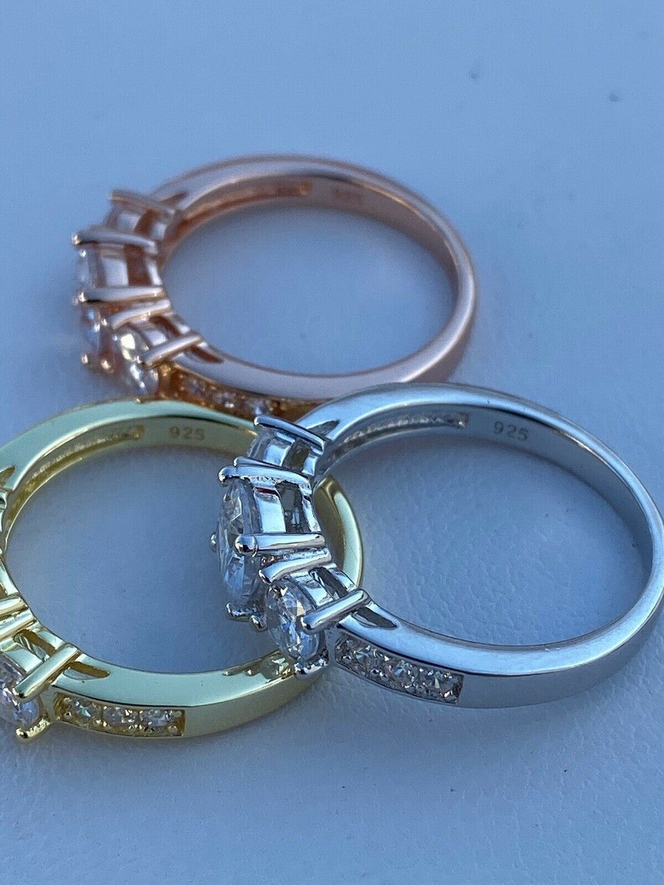 HarlemBling Real Solid Sterling Silver 1CT Diamond Engagement Promise Ring Yellow Rose Gold