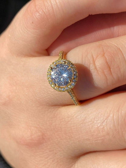 HarlemBling Real Solid Sterling Silver Diamond Engagement Promise Ring 14k Yellow Rose Gold