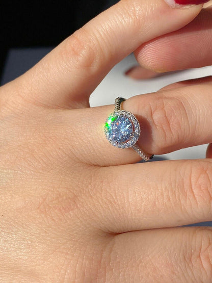 HarlemBling Real Solid Sterling Silver Diamond Engagement Promise Ring 14k Yellow Rose Gold