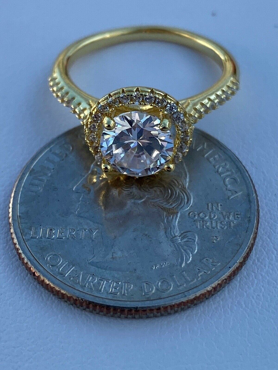 HarlemBling Real Solid Sterling Silver Diamond Engagement Promise Ring 14k Yellow Rose Gold