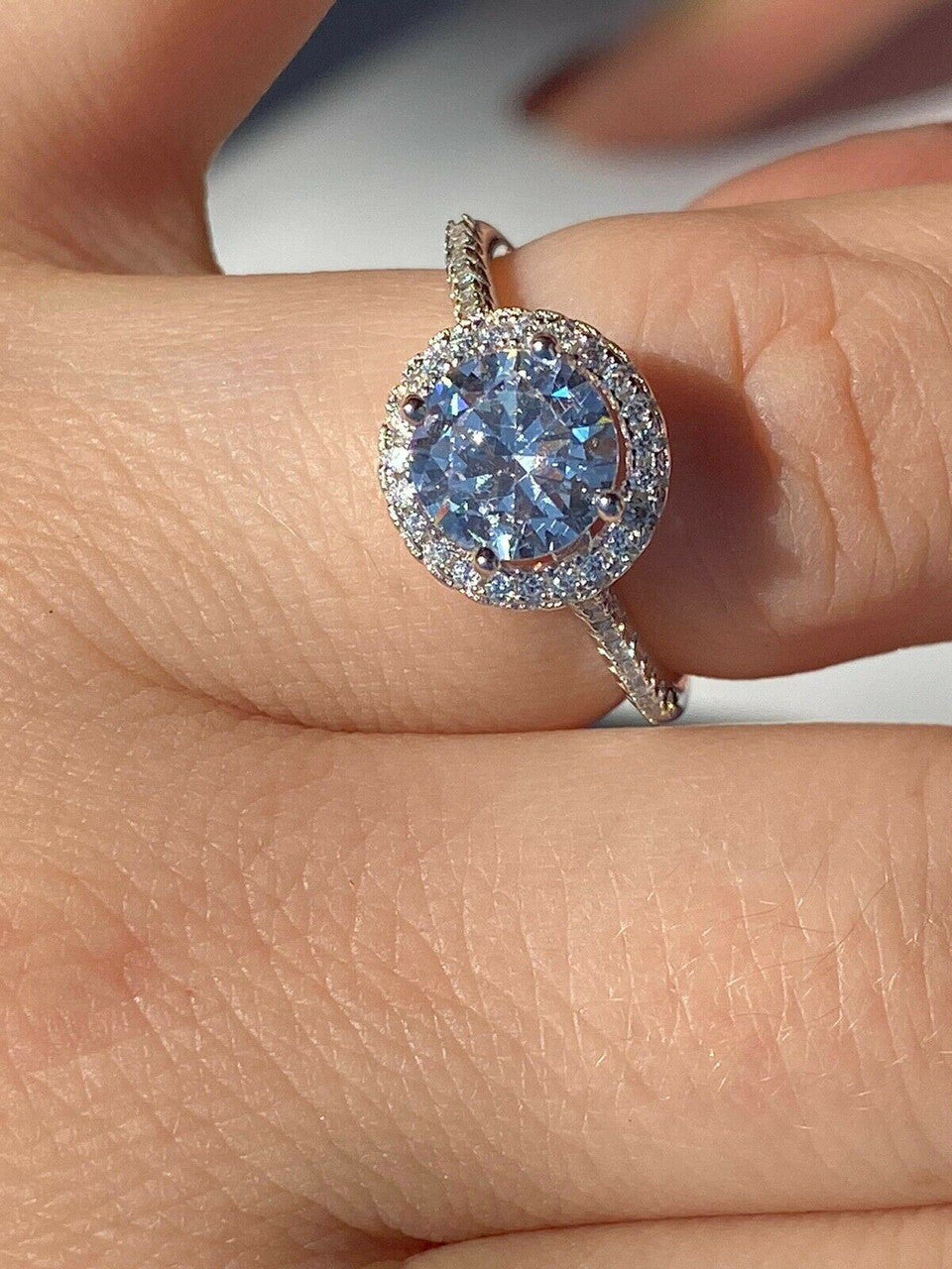 HarlemBling Real Solid Sterling Silver Diamond Engagement Promise Ring 14k Yellow Rose Gold