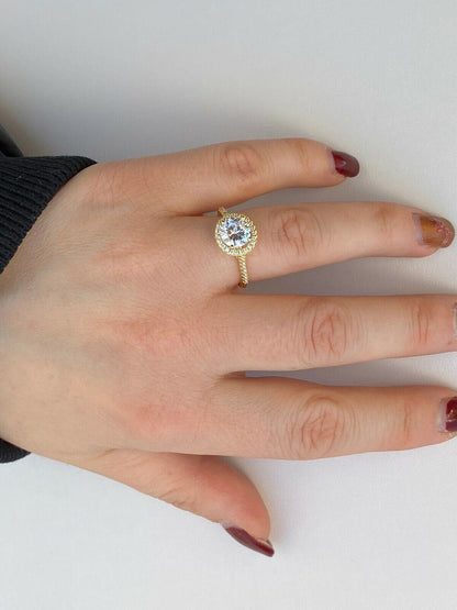 HarlemBling Real Solid Sterling Silver Diamond Engagement Promise Ring 14k Yellow Rose Gold