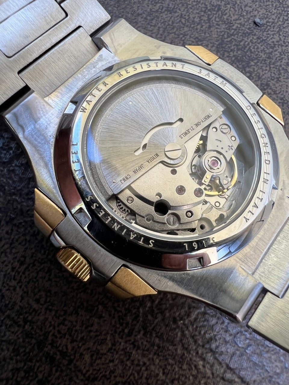 HarlemBling Real Stainless and 14k Rose Gold Iced 2ct Moissanite Plain Watch - Skeleton Back