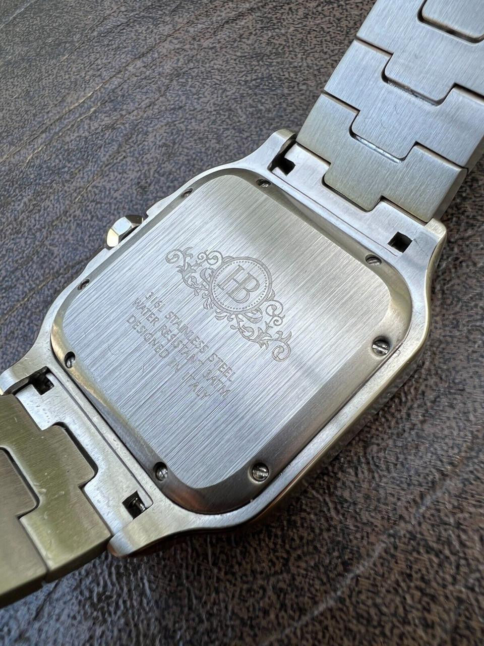 HarlemBling Real Stainless Steel Mens Watch Iced Simulated Diamond Hip Hop Bust Down Arabic