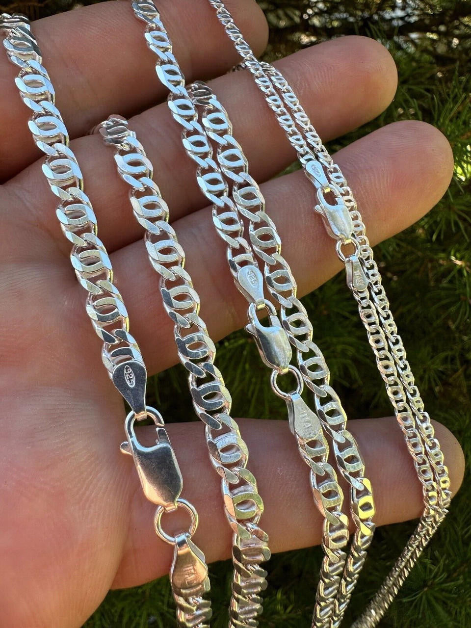Real Tiger Eye Link Chain Necklace Or Bracelet Solid 925 Sterling