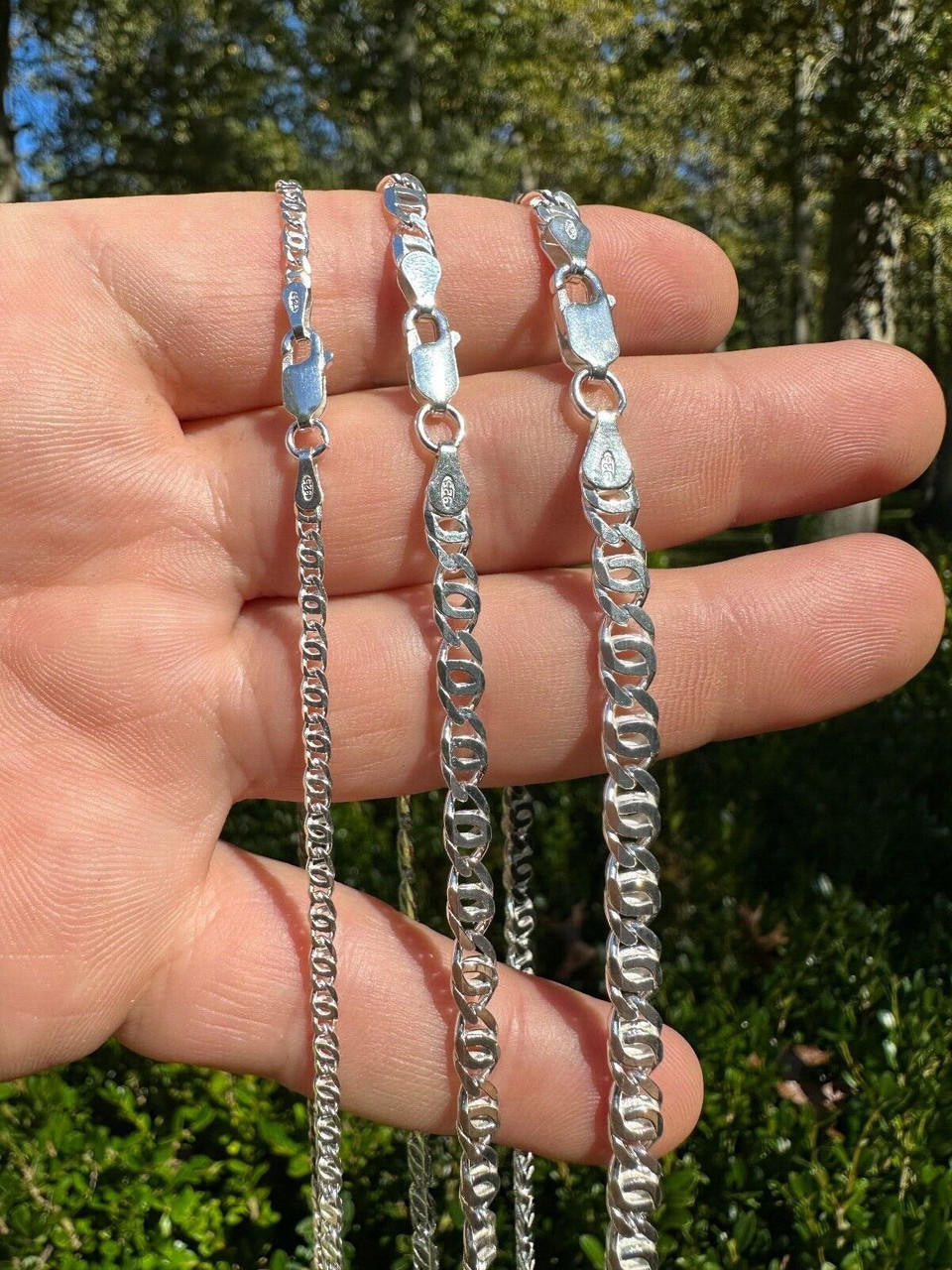 Real Tiger Eye Link Chain Necklace Or Bracelet Solid 925 Sterling
