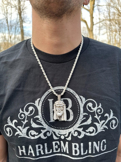 HarlemBling Real VVS Diamond 925 Silver Jesus Piece Pendant - Iced Hip Hop Necklace - 3 Size