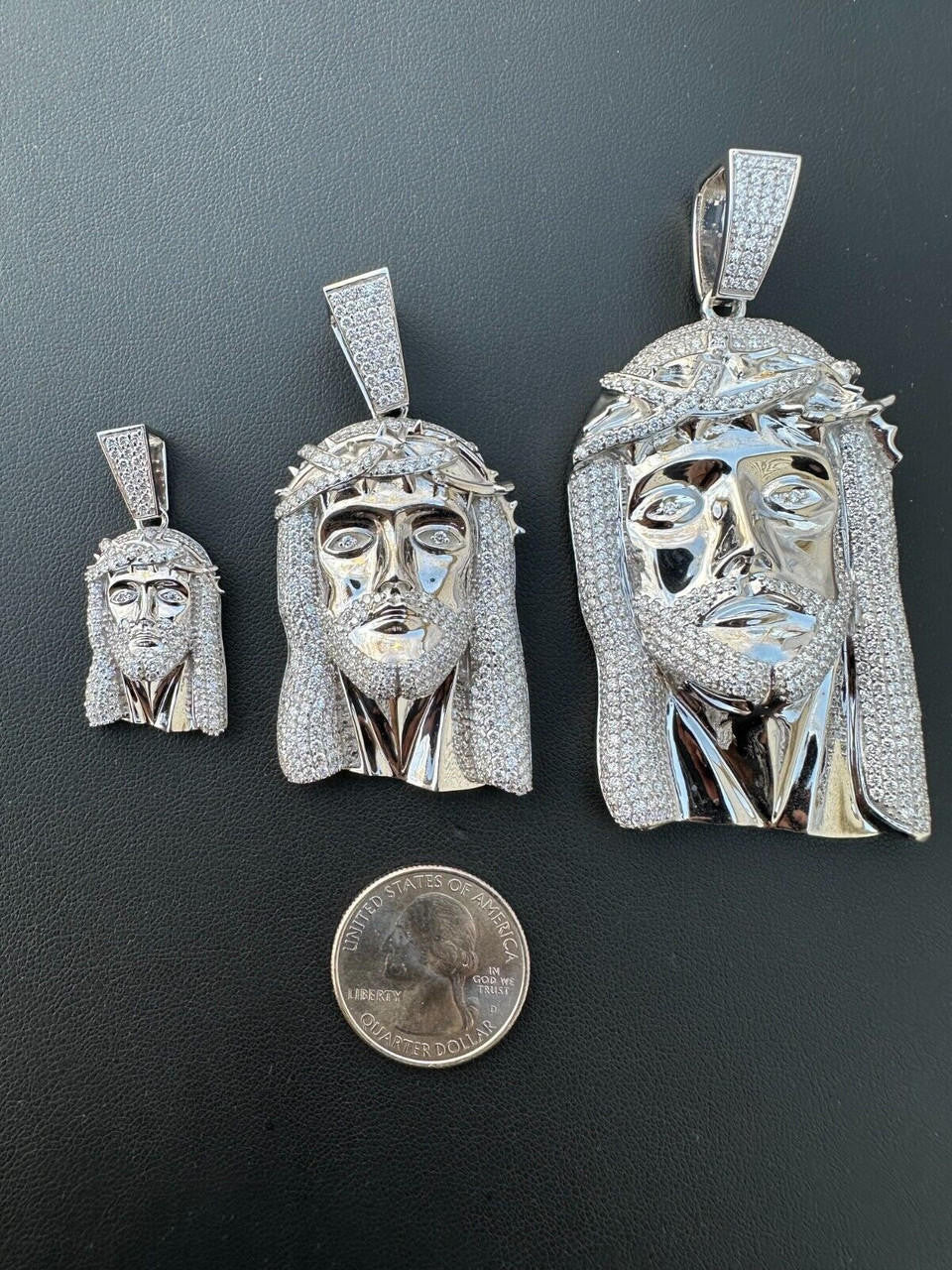 HarlemBling Real VVS Diamond 925 Silver Jesus Piece Pendant - Iced Hip Hop Necklace - 3 Size