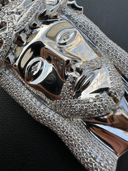 HarlemBling Real VVS Diamond 925 Silver Jesus Piece Pendant - Iced Hip Hop Necklace - 3 Size