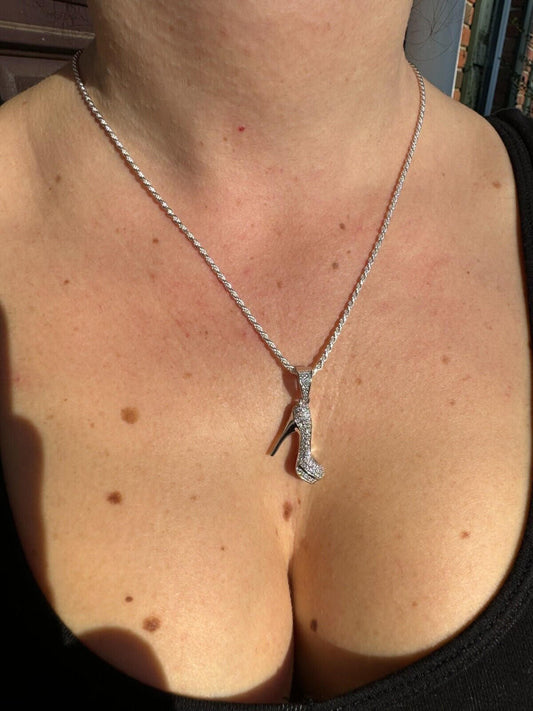 HarlemBling Red Bottom Shoe Stiletto Heels Pendant MOISSANITE 925 Silver Gold Iced Necklace