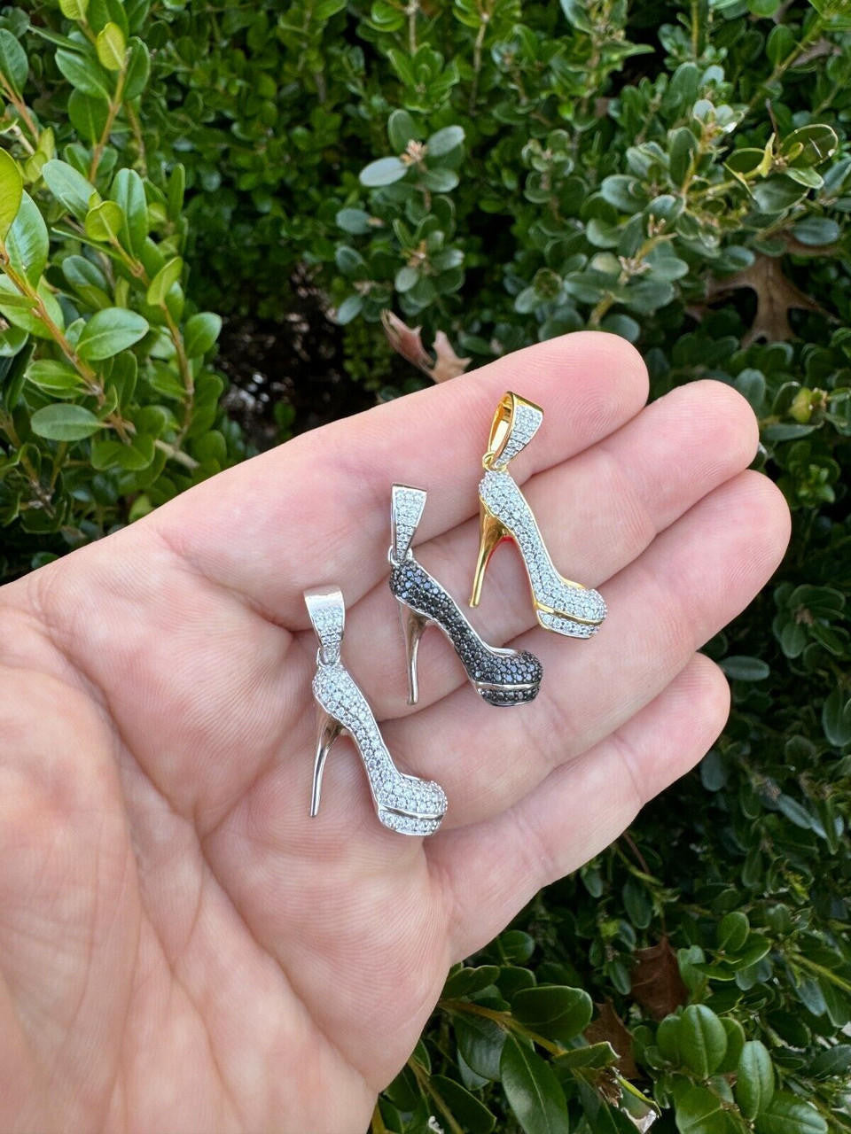 HarlemBling Red Bottom Shoe Stiletto Heels Pendant MOISSANITE 925 Silver Gold Iced Necklace