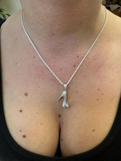 HarlemBling Red Bottom Shoe Stiletto Heels Pendant MOISSANITE 925 Silver Gold Iced Necklace