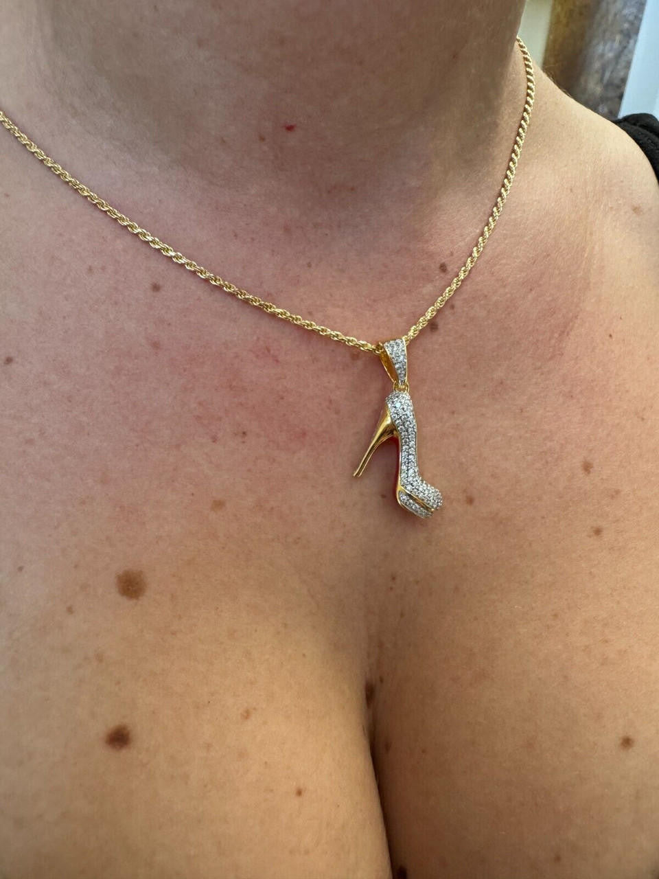 HarlemBling Red Bottom Shoe Stiletto Heels Pendant MOISSANITE 925 Silver Gold Iced Necklace