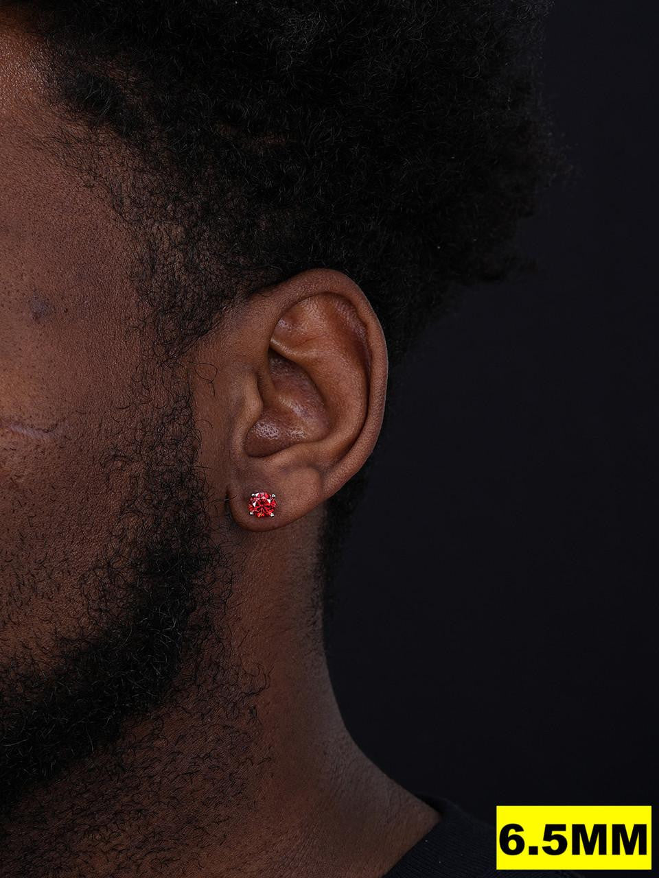 HarlemBling Red MOISSANITE Solitaire Stud Earrings - 925 Silver - 3mm-8mm - 0.2-4ct